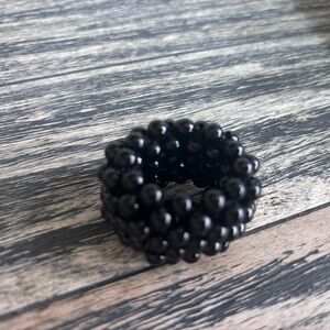 Black Beaded Hair Tie